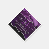 Paarse en zilveren faux Glitter Agate Marble Birth Servet (Hoek)