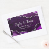Paarse en zilveren faux Glitter Marble Agate Rechthoekige Sticker (Envelop)
