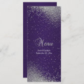 Paarse en zilveren Faux Glitter Menu (Voorkant / Achterkant)