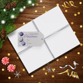 Paarse en zilveren feestelijke kerst cadeaulabel