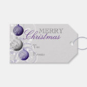 Paarse en zilveren feestelijke kerst cadeaulabel (Voorkant (Horizontaal))