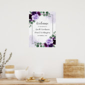 Paarse en zilveren Floral Boho Wedding Welcome Sig Poster (Keuken)