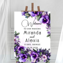 Paarse en zilveren Floral-Themd Ivoor Welkom