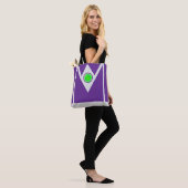 Paarse en zilveren geometrie tote bag (Op model)