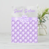 Paarse en zilveren getufte parels Sweet Sixteen Kaart (Staand voorkant)