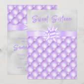 Paarse en zilveren getufte parels Sweet Sixteen Kaart (Voorkant / Achterkant)