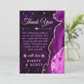 Paarse en zilveren glitter Agate en marmer Wedding Bedankkaart (Staand voorkant)