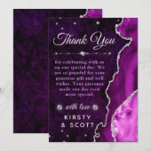 Paarse en zilveren glitter Agate en marmer Wedding Bedankkaart (Voorkant / Achterkant)