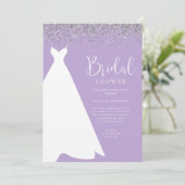 Paarse en Zilveren Glitter Bridal Shower Kaart (Staand voorkant)
