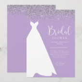 Paarse en Zilveren Glitter Bridal Shower Kaart (Voorkant / Achterkant)