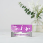 Paarse en Zilveren Glitter Dank u Visitekaartje (Staand voorkant)