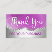 Paarse en Zilveren Glitter Dank u Visitekaartje (Voorkant)