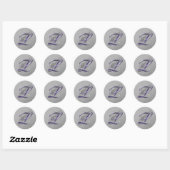 Paarse en Zilveren Glitter Fancy Script Monogram L Ronde Sticker (Vel)