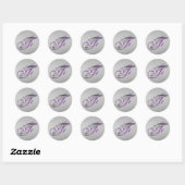 Paarse en Zilveren Glitter Monogram F Sticker (Vel)