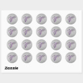 Paarse en Zilveren Glitter Monogram V Sticker (Vel)