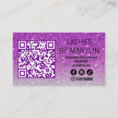 Paarse en zilveren Glitter Ombre Lash Technician Klantenkaartje (Achterkant)