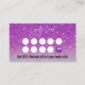 Paarse en zilveren Glitter Ombre Lash Technician Klantenkaartje (Voorkant)