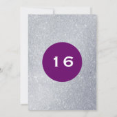 Paarse en zilveren Glitter Surprise Party Verjaard Kaart (Achterkant)