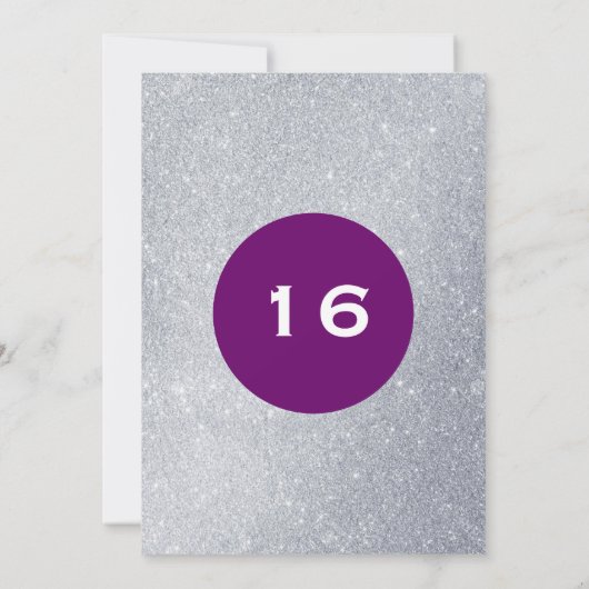 Paarse en zilveren Glitter Surprise Party Verjaard Kaart (Achterkant)