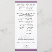 Paarse en zilveren hart monogram bruiloft programm programmakaart (Achterkant)