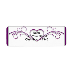 Paarse en Zilveren Hart Scroll Etiket
