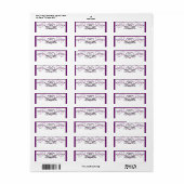 Paarse en Zilveren Hart Scroll Etiket (Full Sheet)