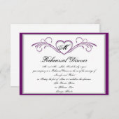 Paarse en zilveren hart scroll monogram repetitie kaart (Voorkant / Achterkant)