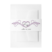 Paarse en Zilveren Hart Scroll Monogram Uitnodigingen Wikkel (Voorkant Voorbeeld)