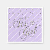 Paarse en zilveren - Het is een meisje Servetten (Voorkant)