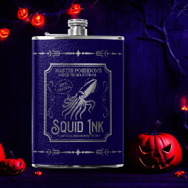 Paarse en zilveren inktvis heupfles