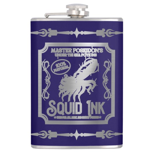 Paarse en zilveren inktvis heupfles (Voorkant)