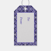 Paarse en zilveren kanten patroon cadeaulabel (Achterkant)