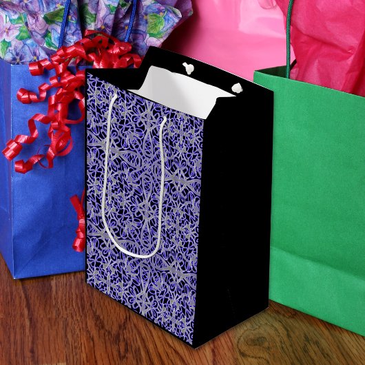 Paarse en zilveren kanten patroon medium cadeauzakje