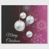 Paarse en zilveren kerstboomballen cadeaupapier (Vlak)
