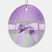 Paarse en zilveren kerstversiering keramisch ornament (Links)