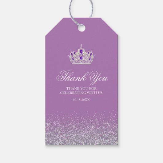 Paarse en zilveren Labels met cadeautjes Cadeaulabel (Voorkant)