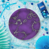 Paarse en zilveren marmer papieren bordje (Feest)