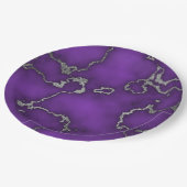 Paarse en zilveren marmer papieren bordje (Gekanteld)
