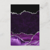 Paarse en zilveren marmeren agaat bruiloft details informatiekaartje (Achterkant)