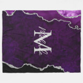 Paarse en zilveren marmeren agaat fleece deken (Voorkant (Horizontaal))