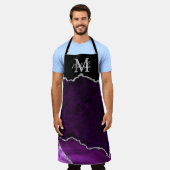 Paarse en zilveren marmeren agaat schort (Gedragen)