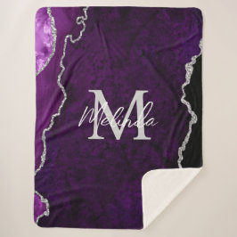 Paarse en zilveren marmeren agaat sherpa deken