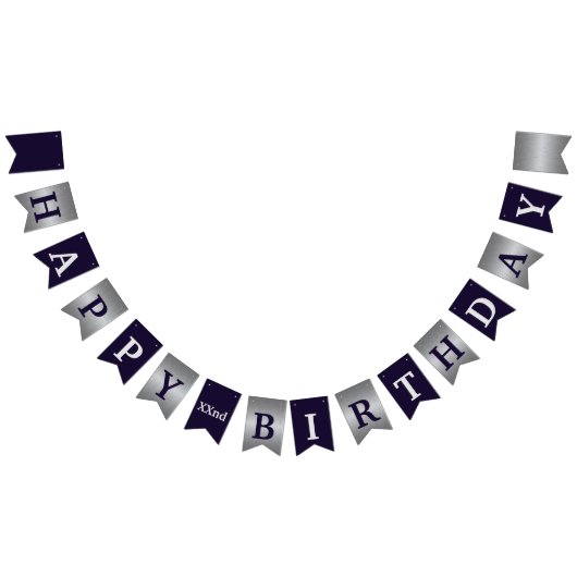 Paarse en Zilveren Modern Happy Birthday Banner (Alle)