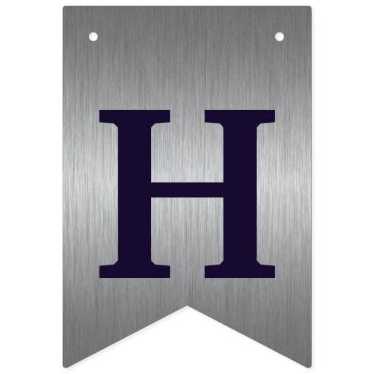 Paarse en Zilveren Modern Happy Birthday Banner (Tweede vlag)