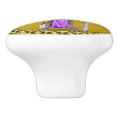 Paarse en zilveren nacht in haar harnas en zwaard keramische knop (Zijkant)