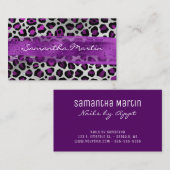 Paarse en zilveren oliepleopardpenseel Slag Visitekaartje (Voorkant / Achterkant)