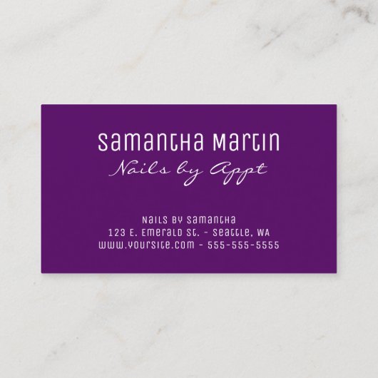 Paarse en zilveren oliepleopardpenseel Slag Visitekaartje (Achterkant)