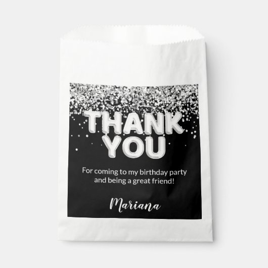 Paarse en zilveren partij gunsten bedankzakje (Voorkant)