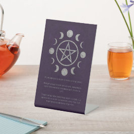 Paarse en zilveren Pentacle begrafenis Reclamebord Met Voetstuk