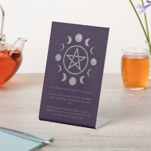 Paarse en zilveren Pentacle begrafenis Reclamebord Met Voetstuk